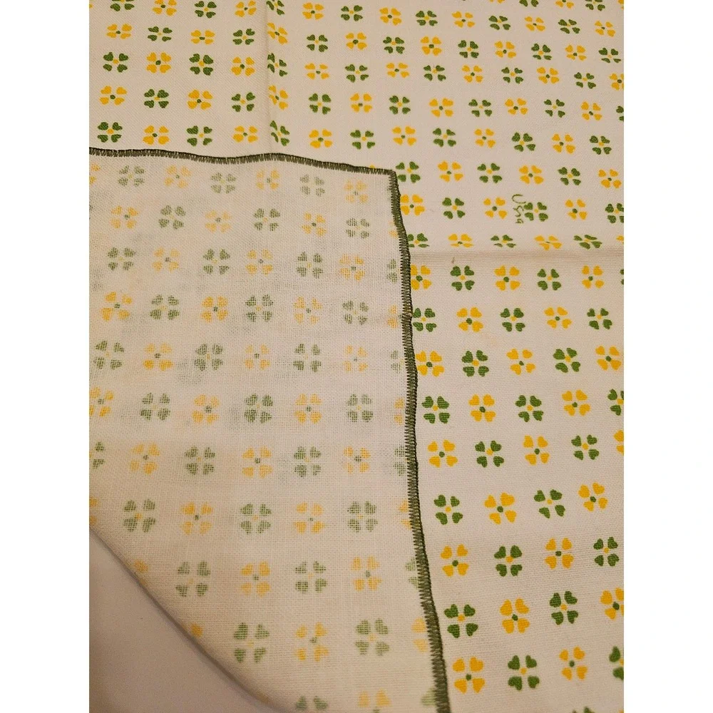 Vintage Vera Neumann Clover Flower Dinner Napkins S/3. Green border‎ MCM